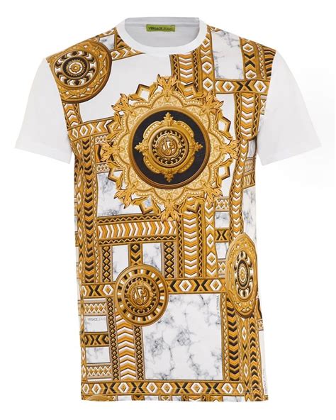 male versace white chain neck print shirt|Men's Versace .